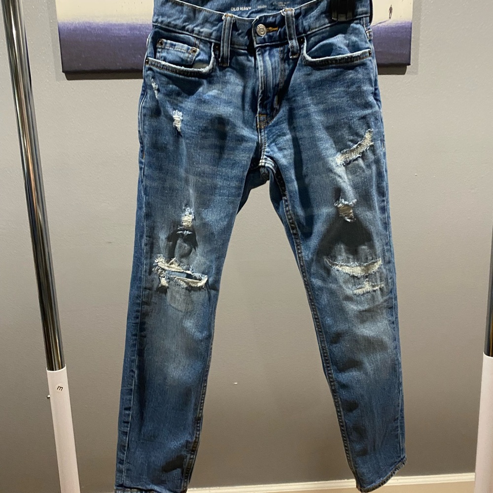 Old Navy Men's Distressed Skinny Jeans - Blue